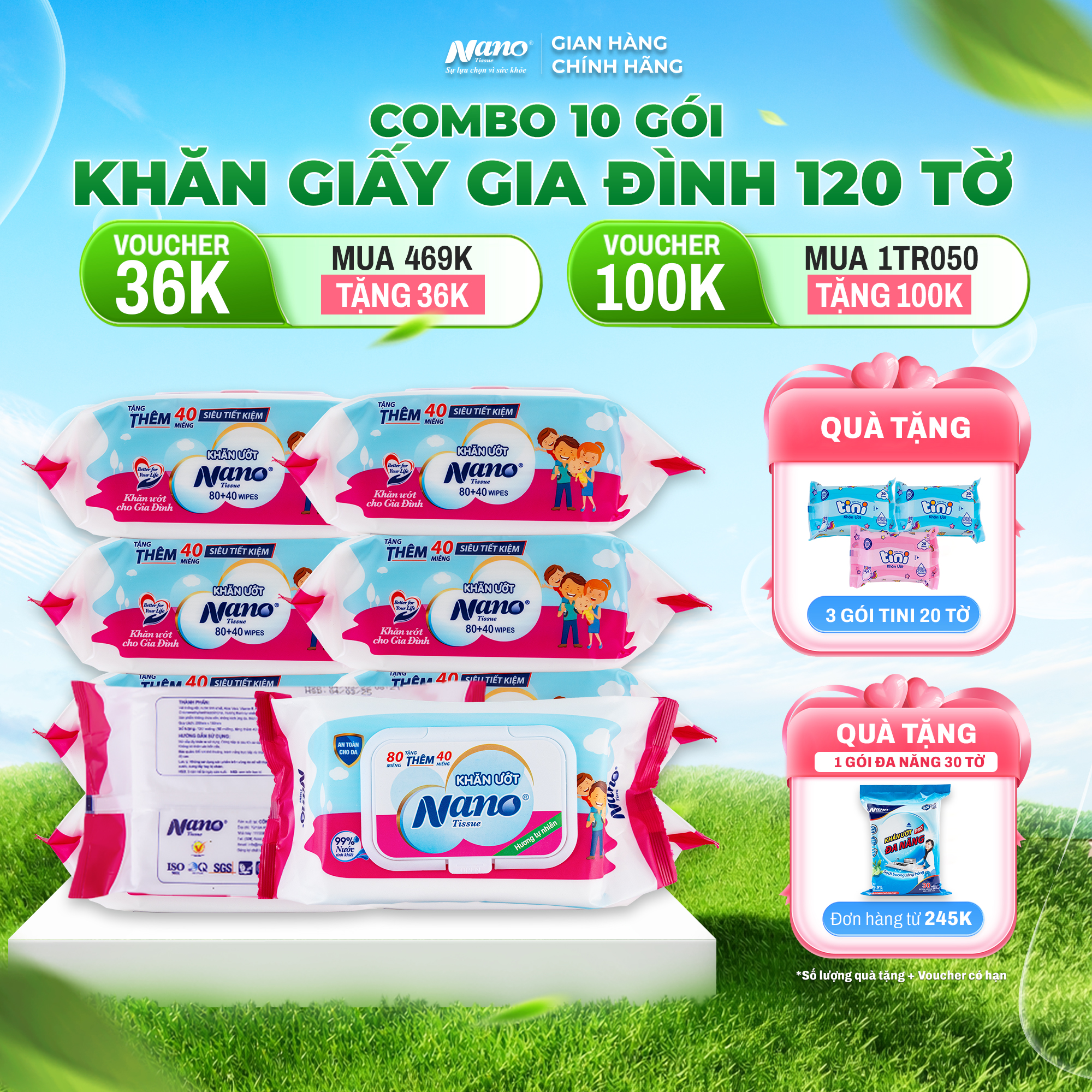 Khăn ướt gia đình 80+40 Hương phấn